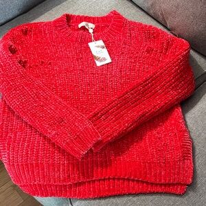 Chelsea & Violet Vibrant Red Crew Neck Sweater